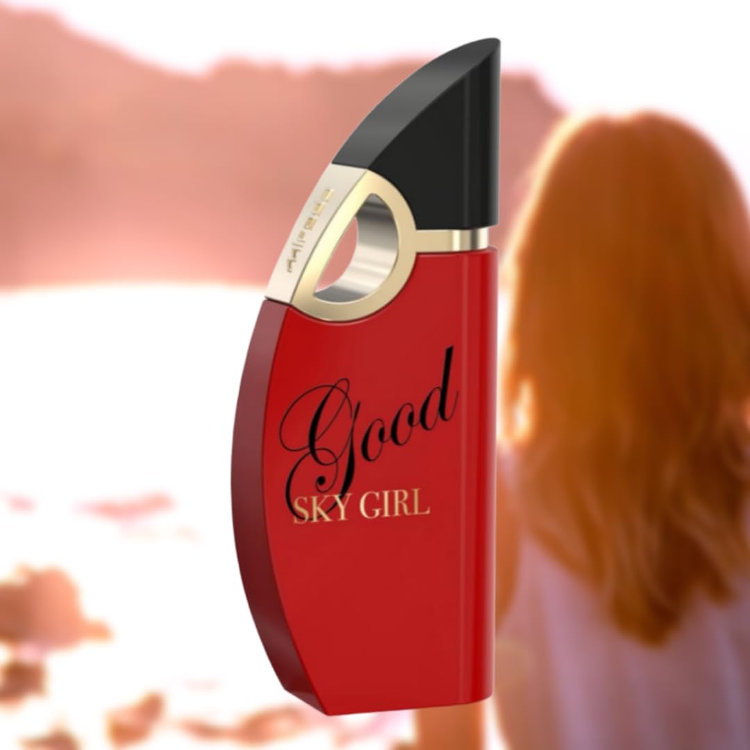 MIRADA Good Sky Girl long lasting floral fruity gourmand women perfume bottle on a vanity.
