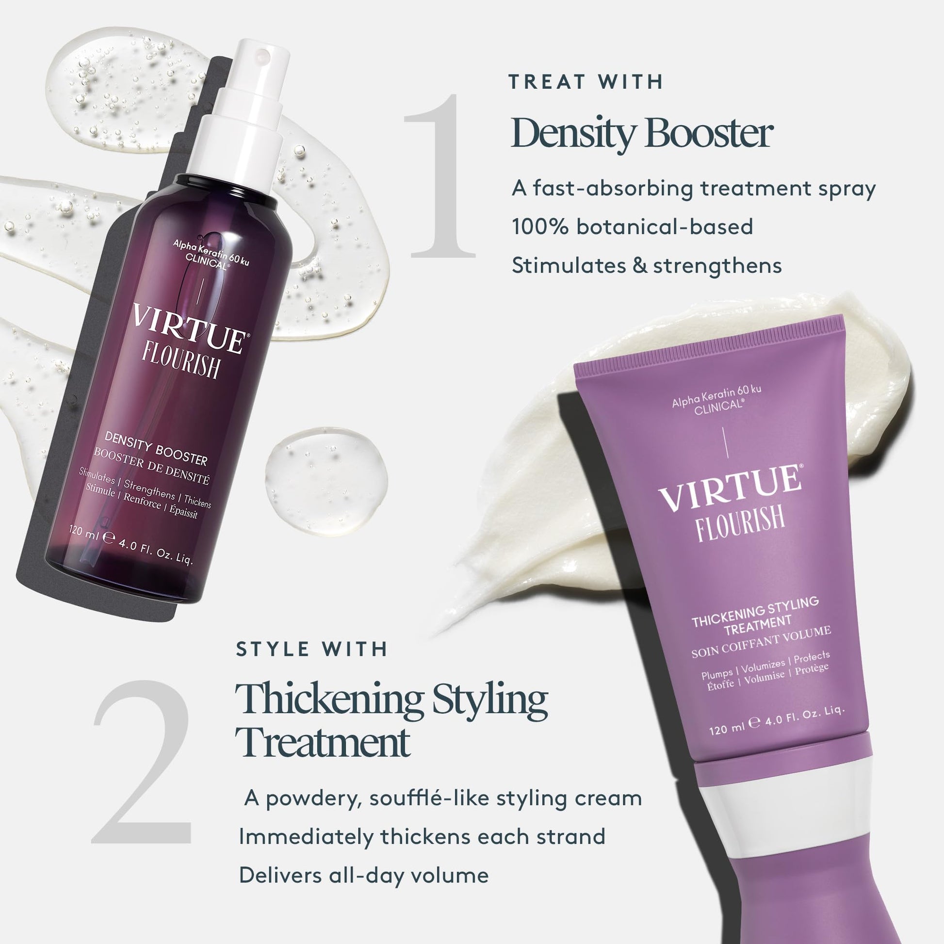 Lightweight residue free hair density booster spray application texture