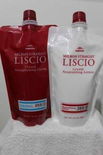 Authentic Milbon Liscio Crystal Strong formula for professional hair rebonding.