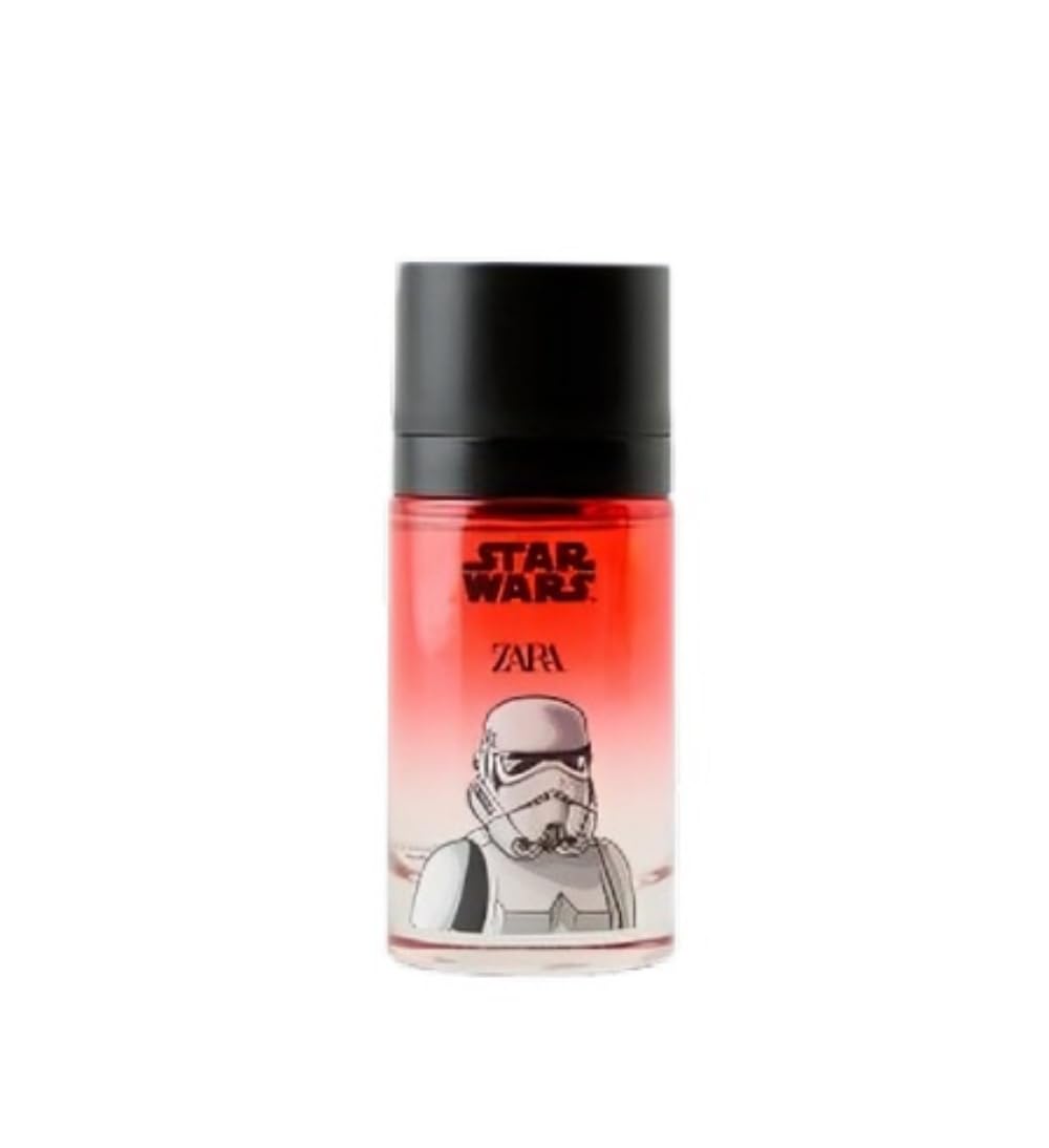 Imported Zara Star Wars collection children fragrance bottle sitting next to its authentic protective retail box.
