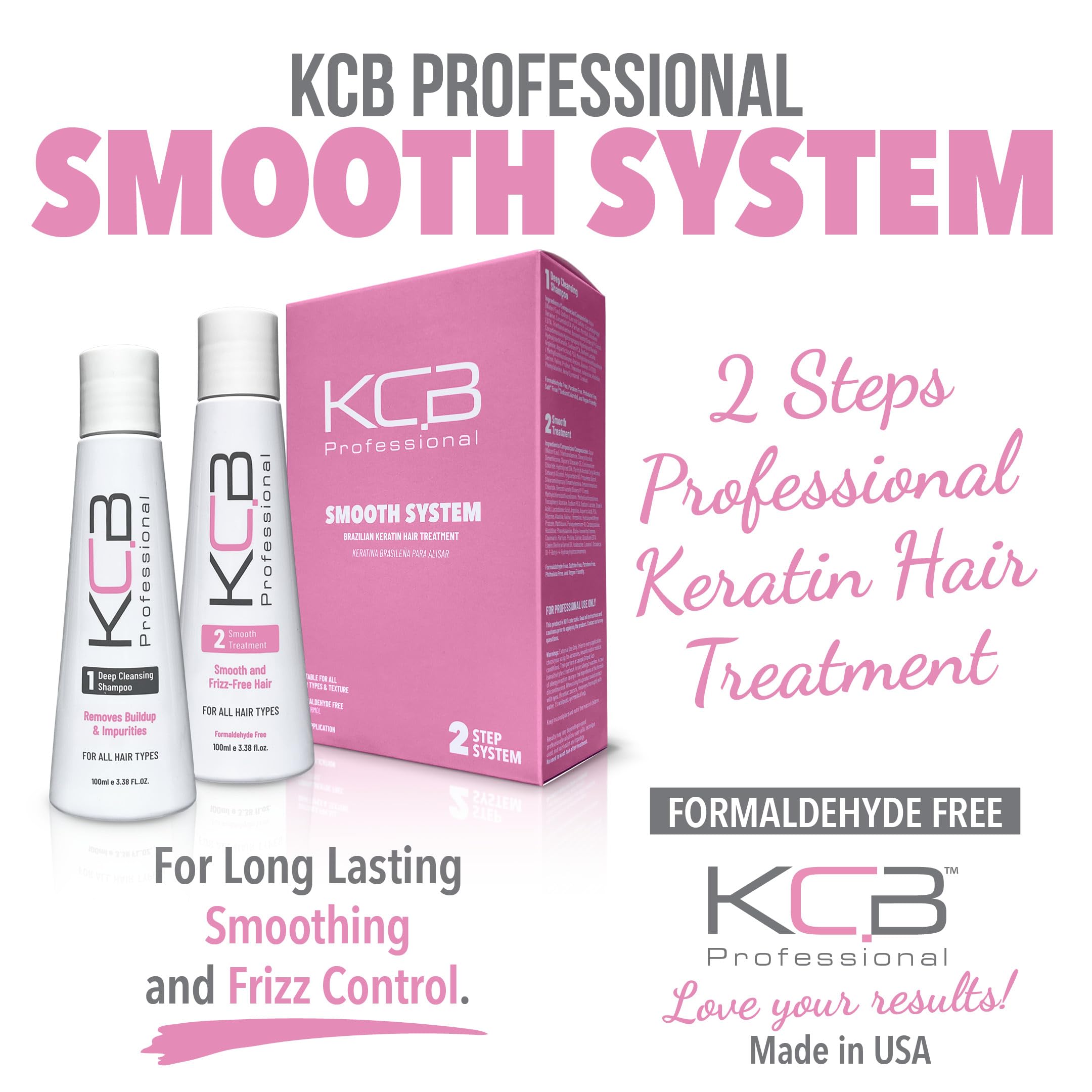 Close up of KCB Professional keratin hair treatment packaging