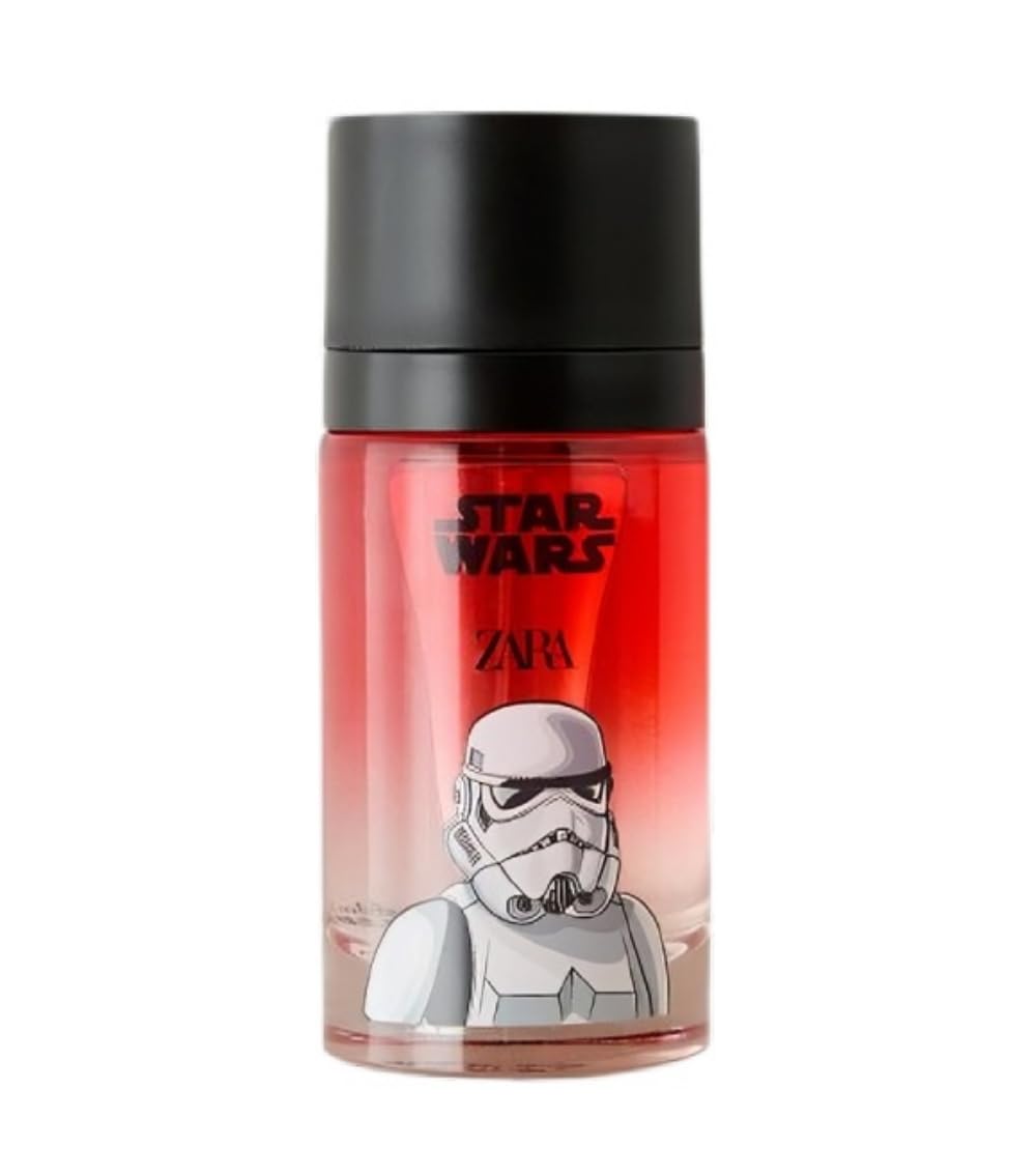 Full packaging of the authentic USA imported Zara Star Wars Stormtrooper kids cologne highlighting size information.