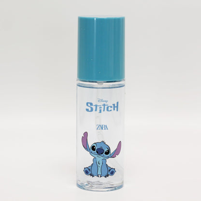 Authentic Zara Stitch children cologne spray bottle displaying product label and liquid contents clearly.