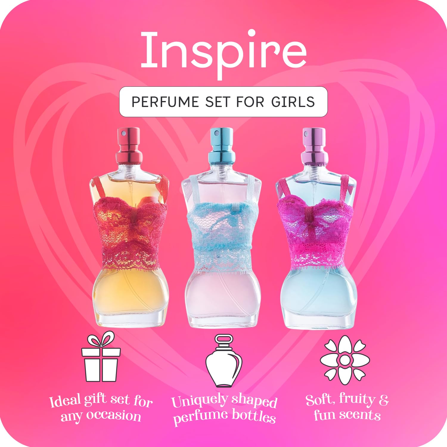 Three pack children perfume gift collection with fresh youthful fragrances