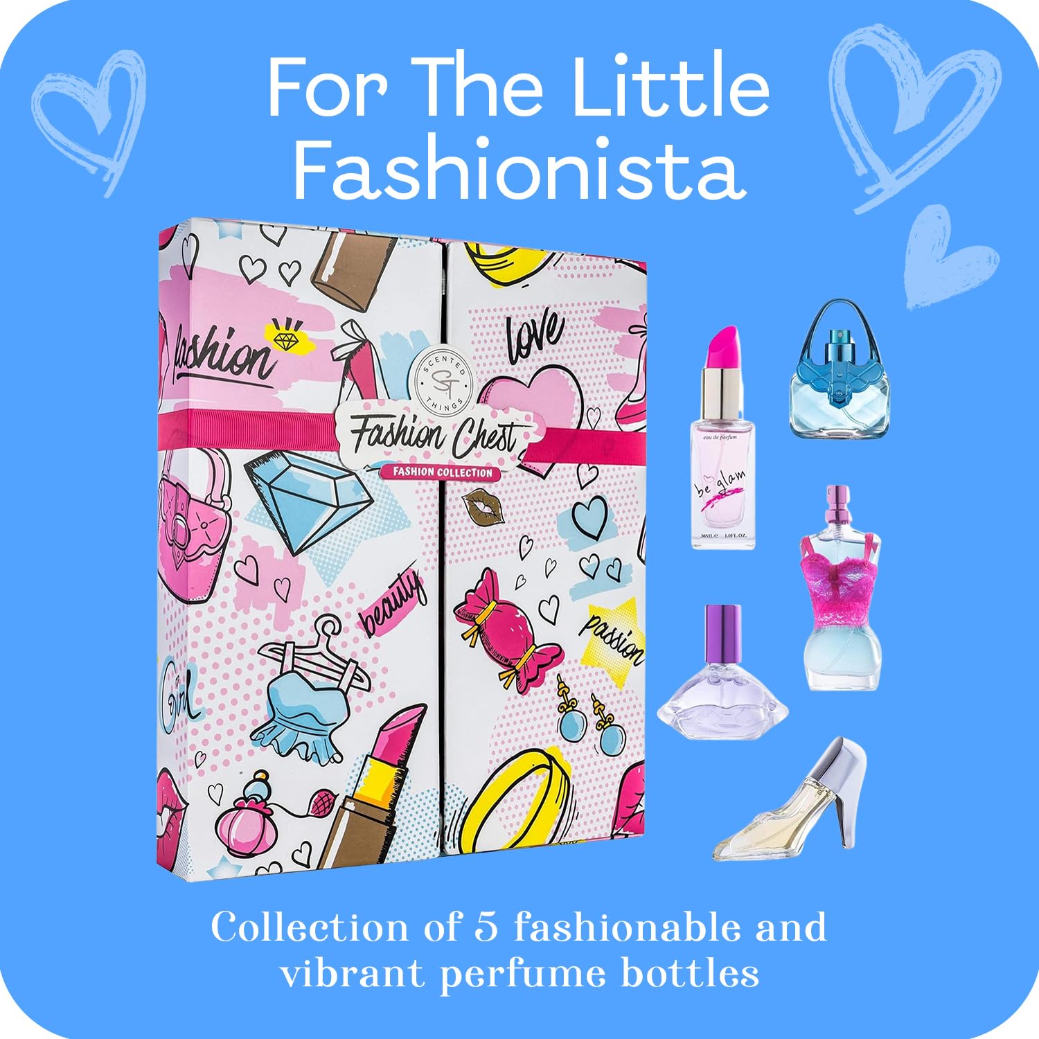 Scented Things child safe fruity body spray set for teenagers arranged against a clean decorative backdrop.