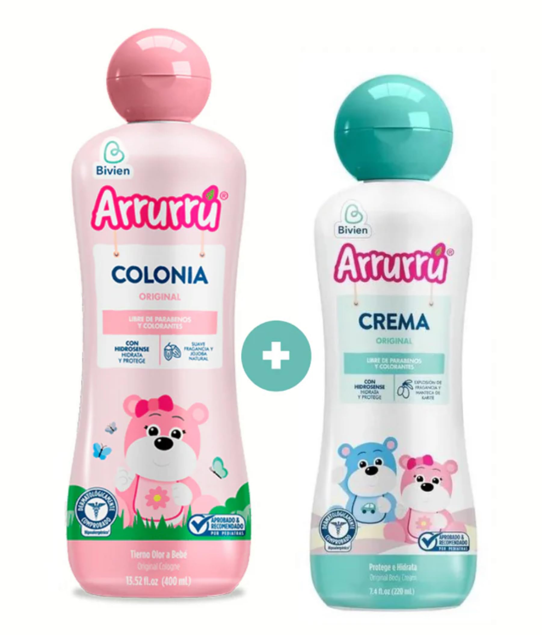Arrurru Naturals baby care set containing pink fragrance and moisturizing cream