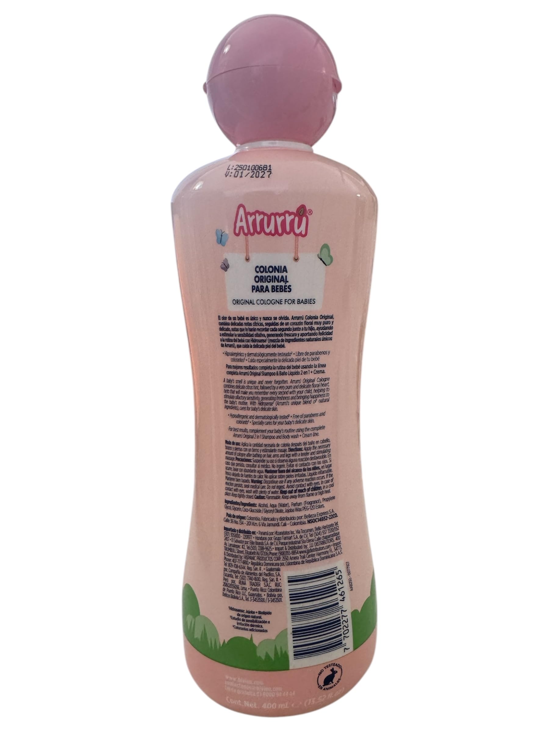 Close-up of the authentic Arrurru Naturals 400 milliliter pink bottle set