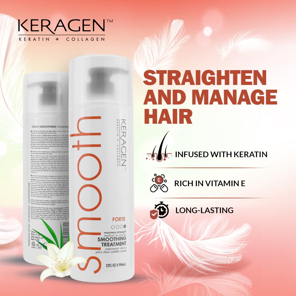 Professional hair care bottle of Keragen Forte for coarse and frizzy hair.
