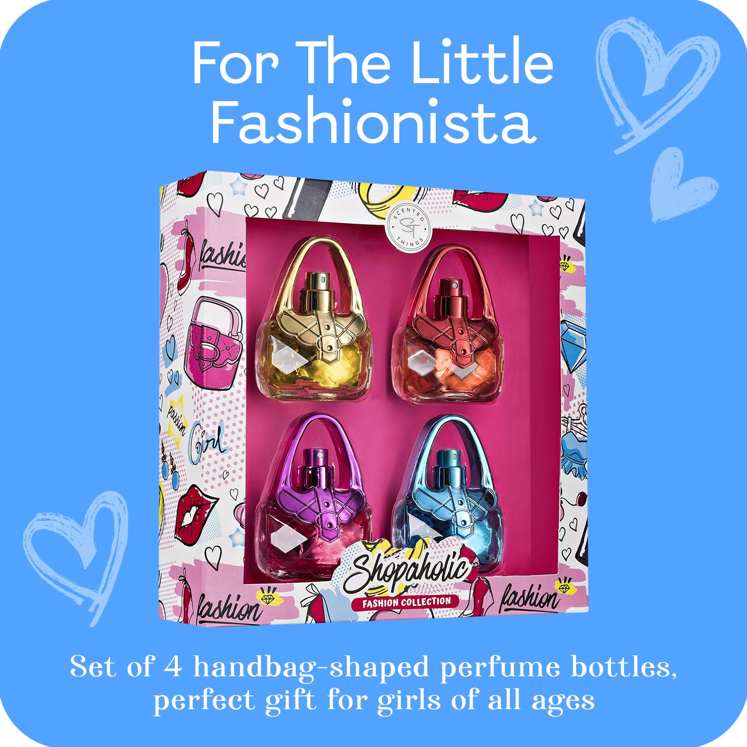 Close up of Beach Gal pocket sized travel fragrance bottles for tweens and preteens