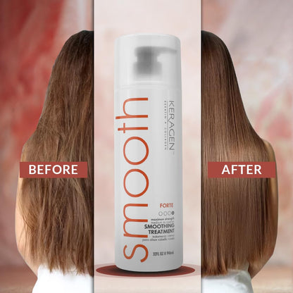 Keragen salon-grade blowout system bottle in a studio setting.