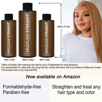 Brazilian Straight hair smoothing kit ingredients and packaging