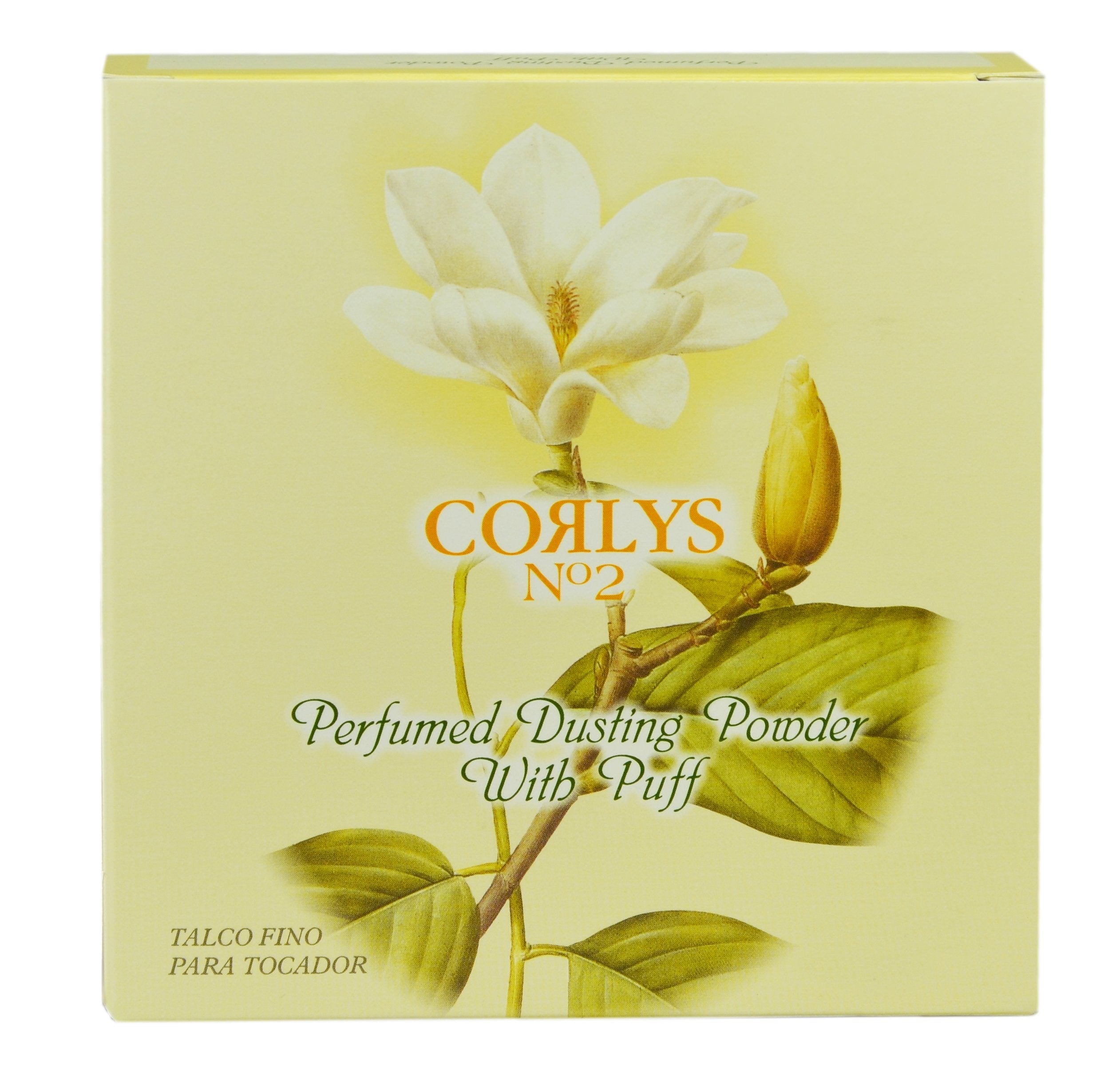 Imported USA Corlys dusting powder with vintage applicator puff for chafing relief
