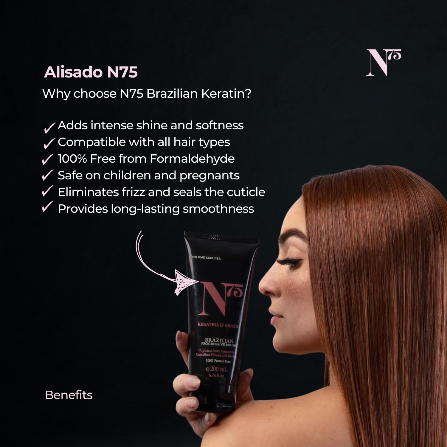 N75 keratin treatment for frizz control and hair repair
