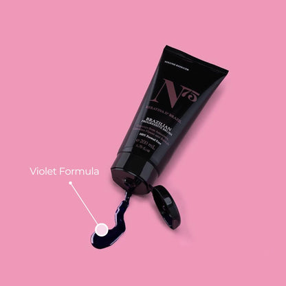 Close up of N75 Keratin Hair Smoothing Treatment packaging