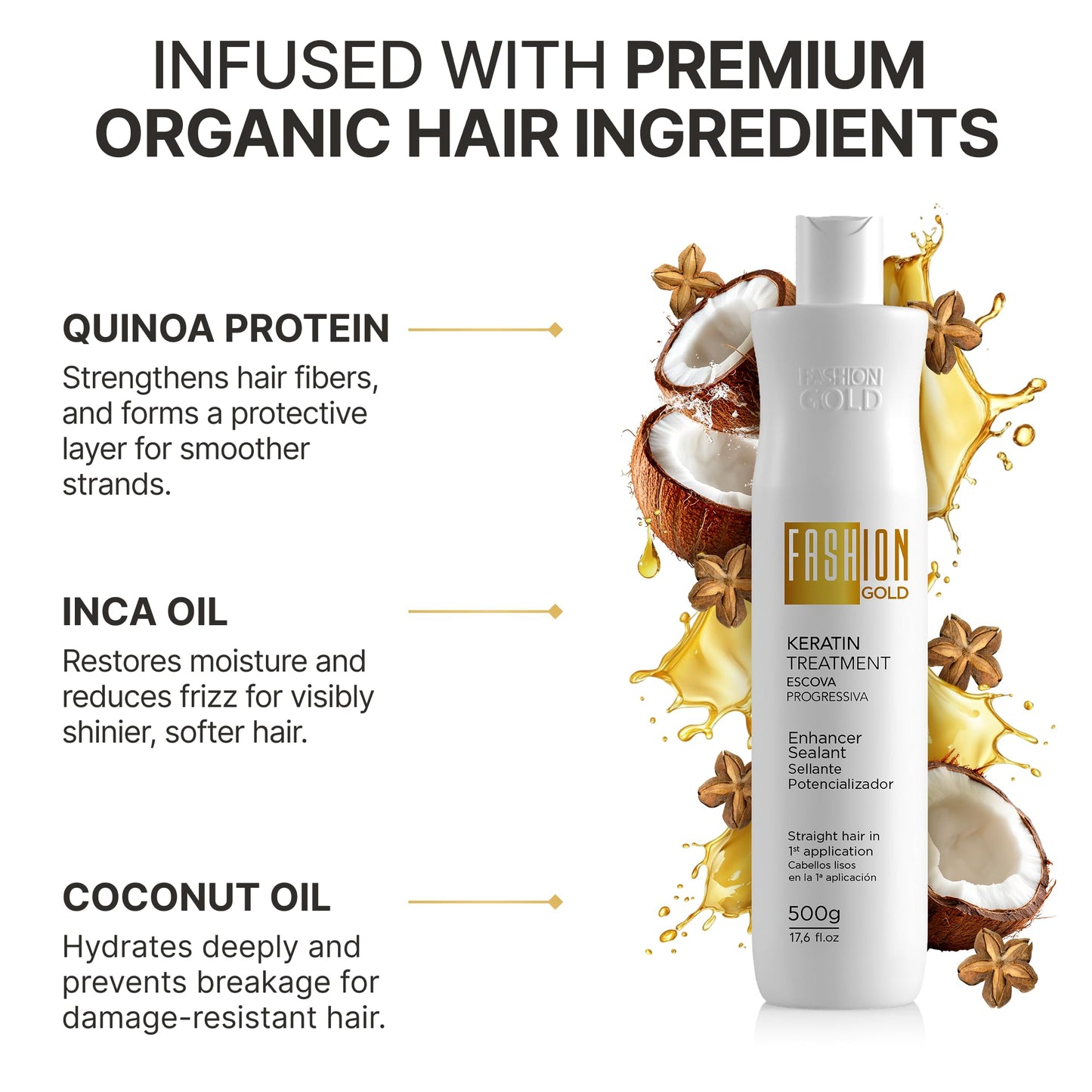 Formaldehyde-free keratin hair treatment professional bottle