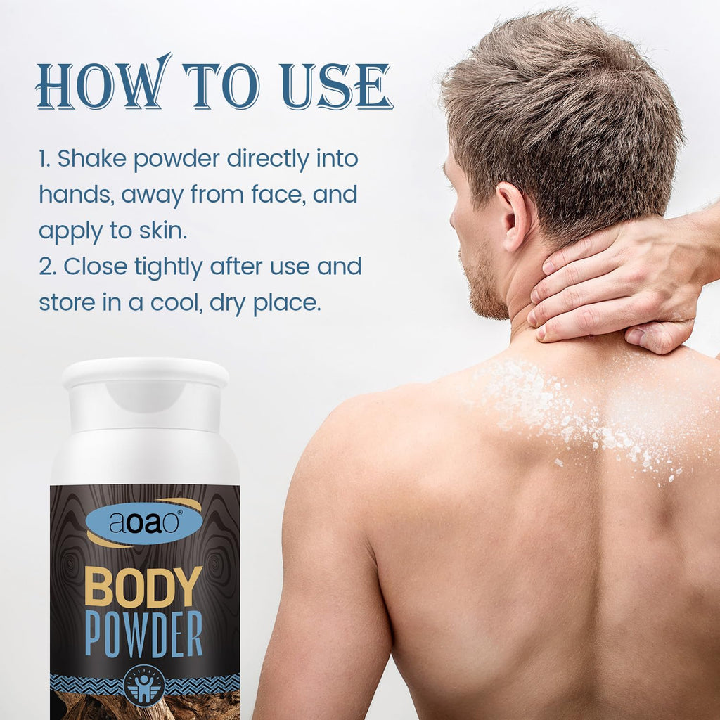 AOAO 100g travel size personal care dusting powder packaging close up