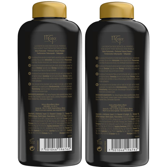 Maja Talco Perfumado body powder showing the secure cocktail shaker style perforated inner lid