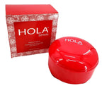 Side angle view of Hola Spain skin petal four ounce perfumed body powder container