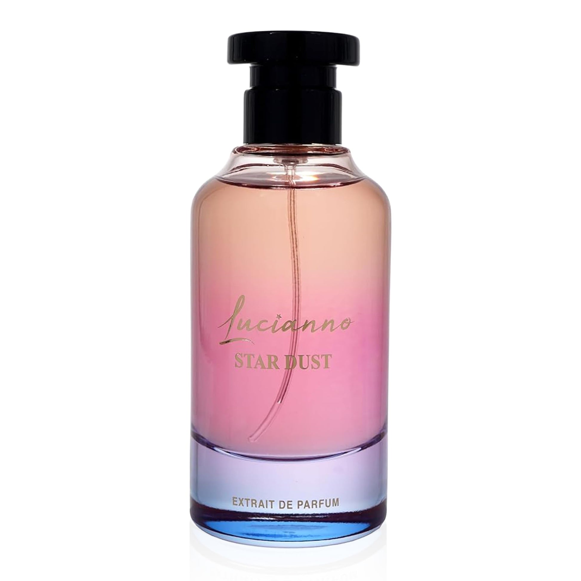 L Lucianno Star Dust luxury unisex perfume bottle with pink and blue gradient glass