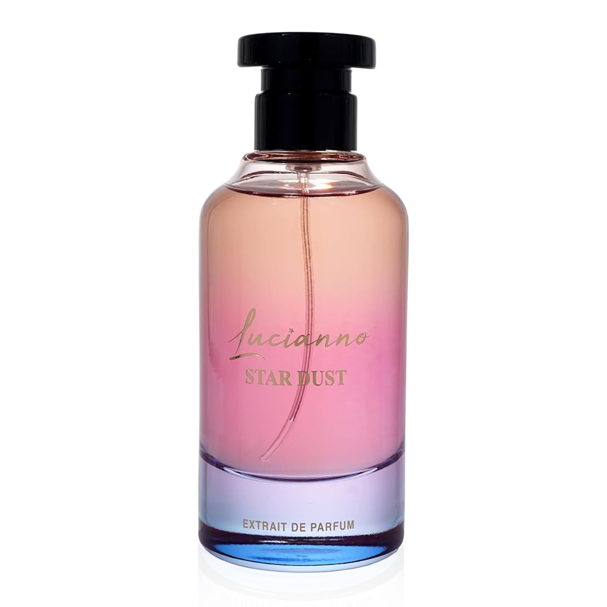 L Lucianno Star Dust luxury unisex perfume bottle with pink and blue gradient glass