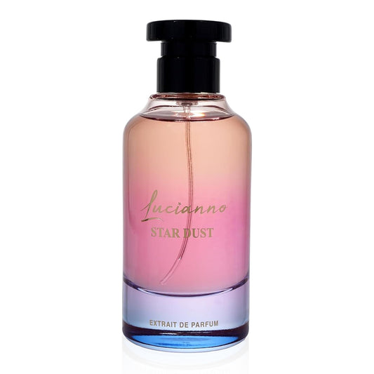 L Lucianno Star Dust luxury unisex perfume bottle with pink and blue gradient glass