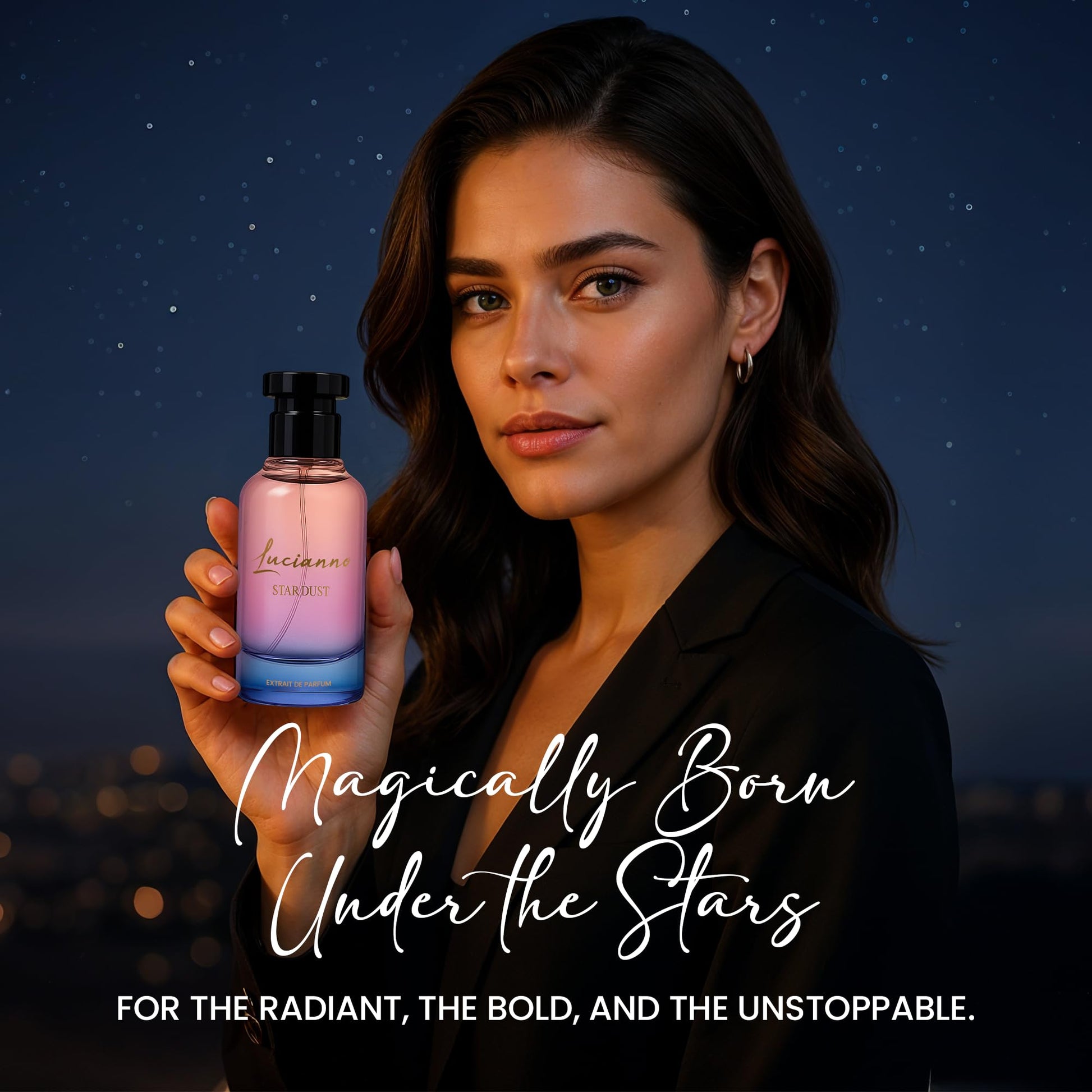 L Lucianno Star Dust premium citrus and sandalwood fragrance bottle