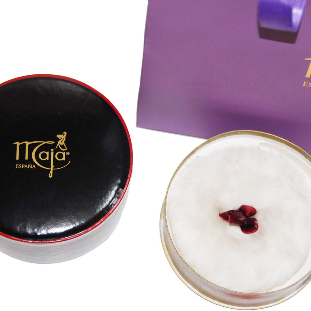 Imported Myrurgia Maja perfumed body talc with puff packaging dimensions view