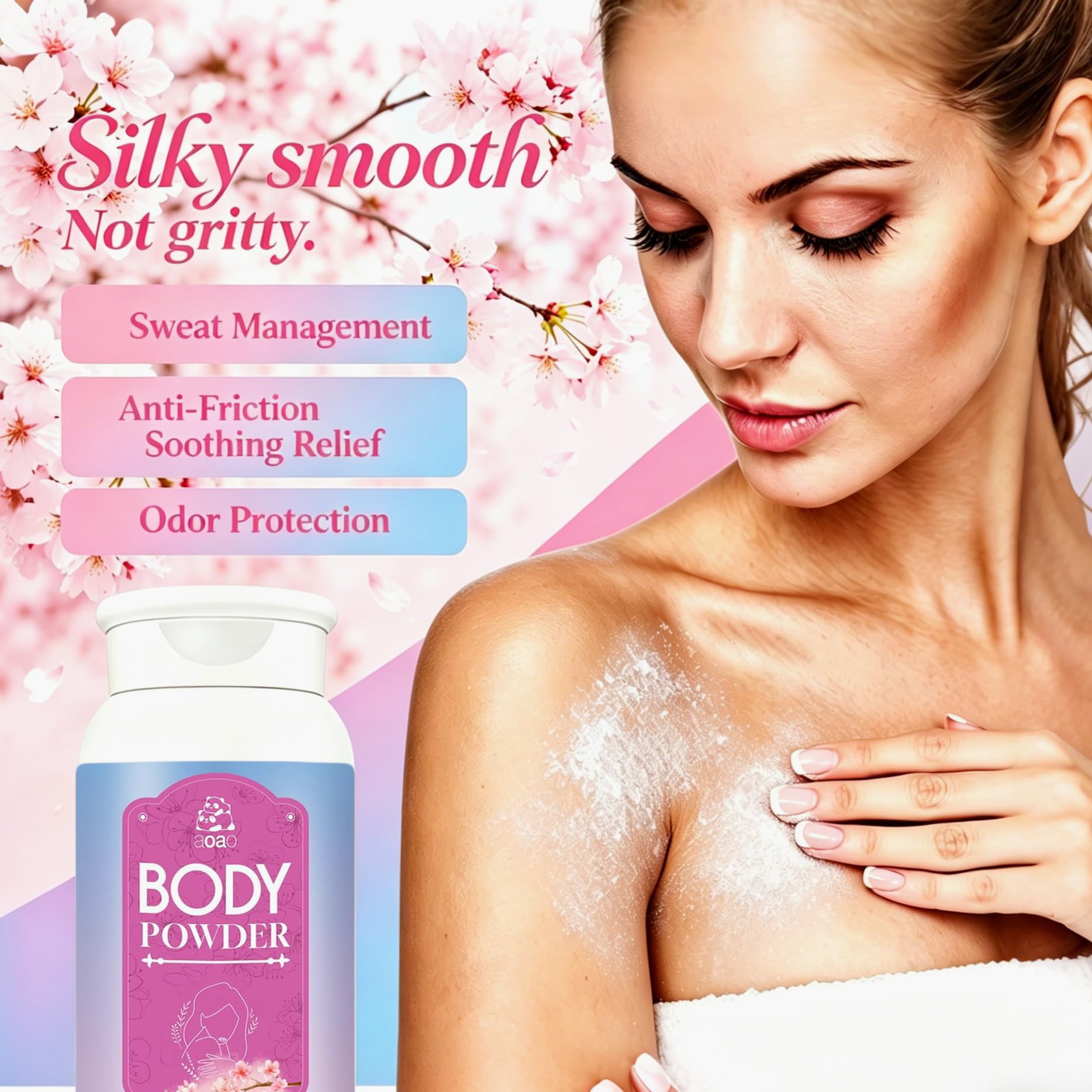 Premium cornstarch dusting powder for women showing the secure flip top travel cap.
