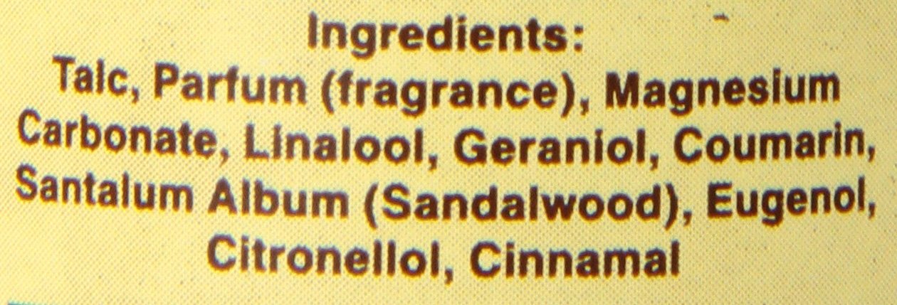 Classic British gentleman sandalwood talc packaging details