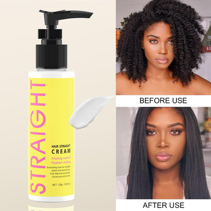 Usage demonstration of Gowwim straightening cream on frizzy hair