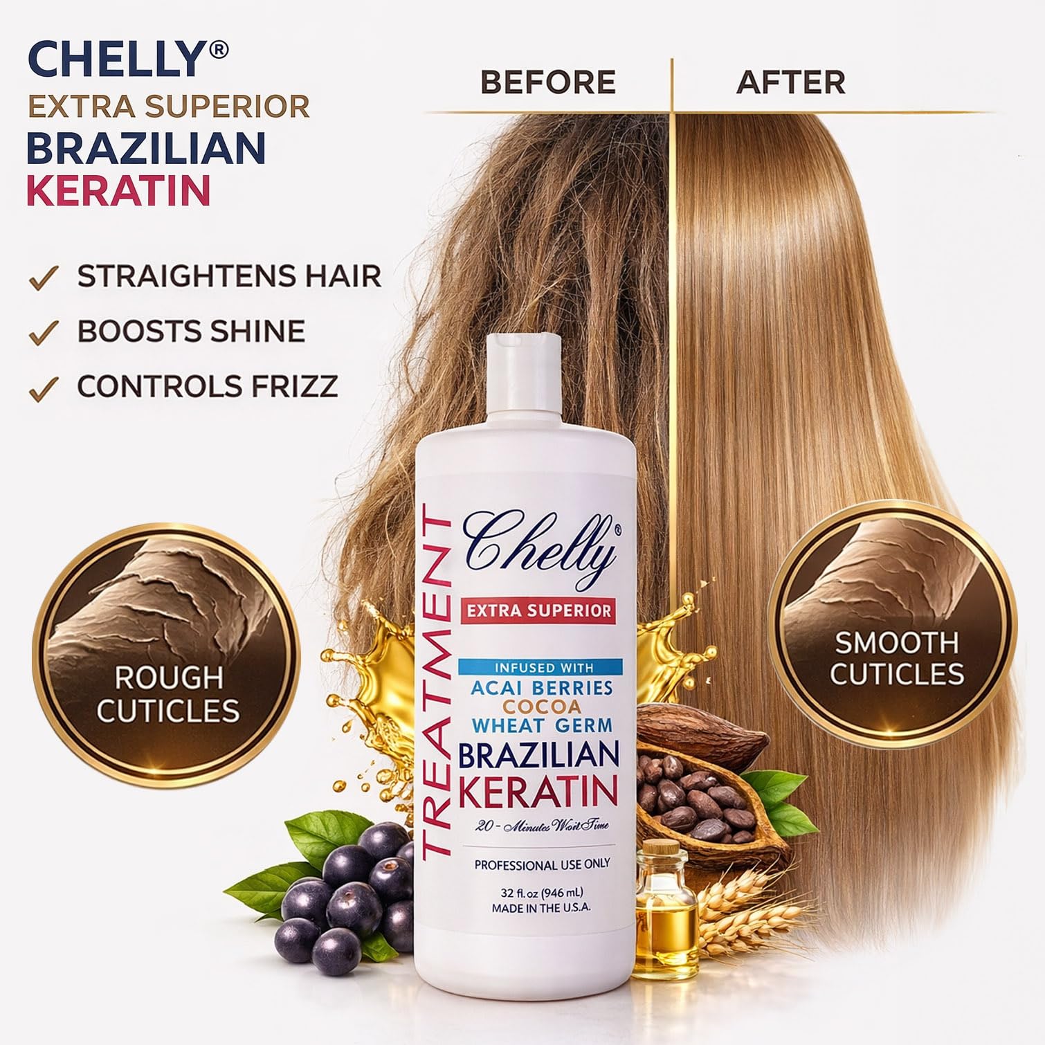 Chelly Brazilian Keratin professional hair treatment bottle label