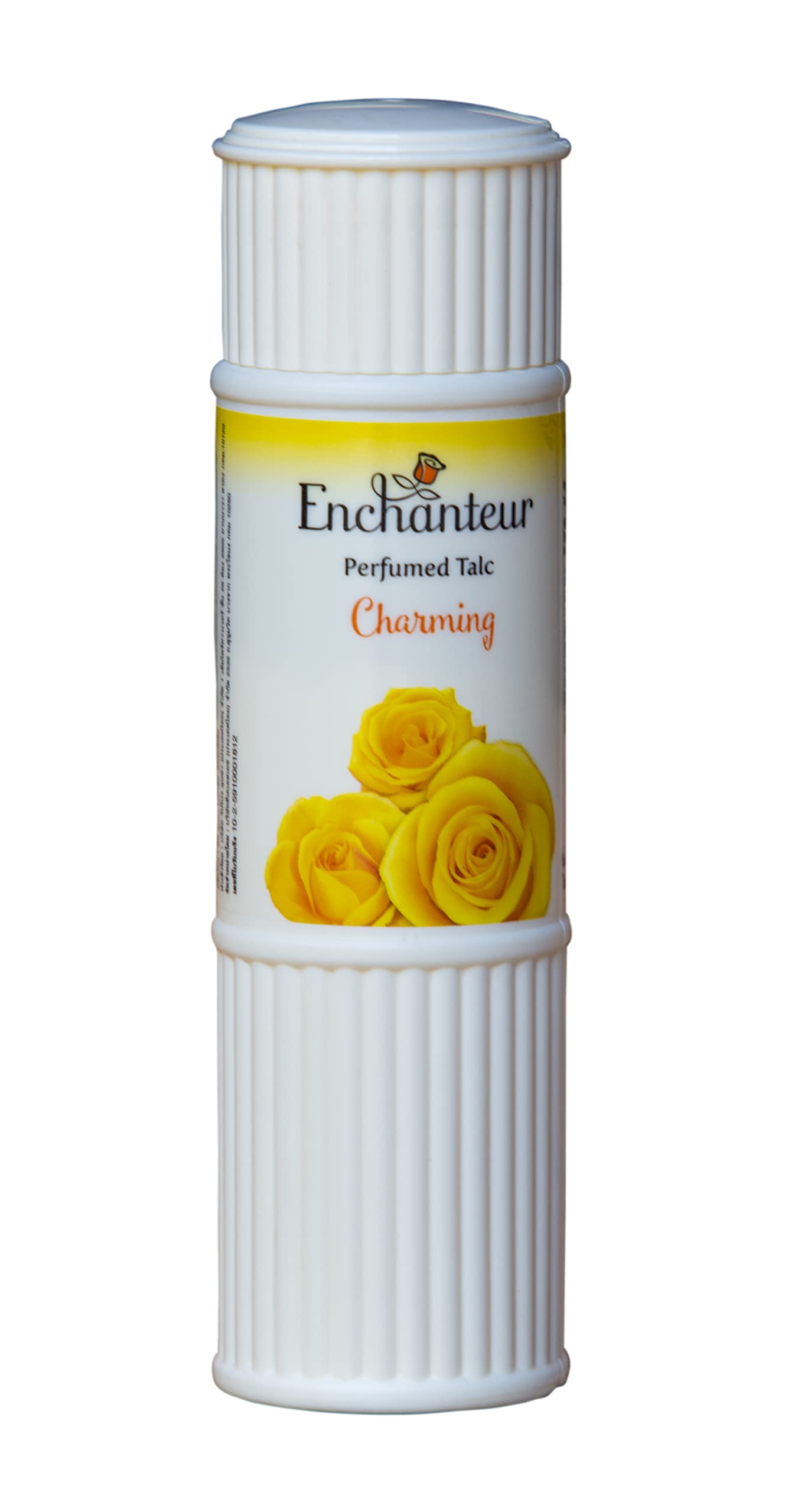 Enchanteur Romantic Charming and Alluring talc bottles displayed together for a complete fragrance collection.