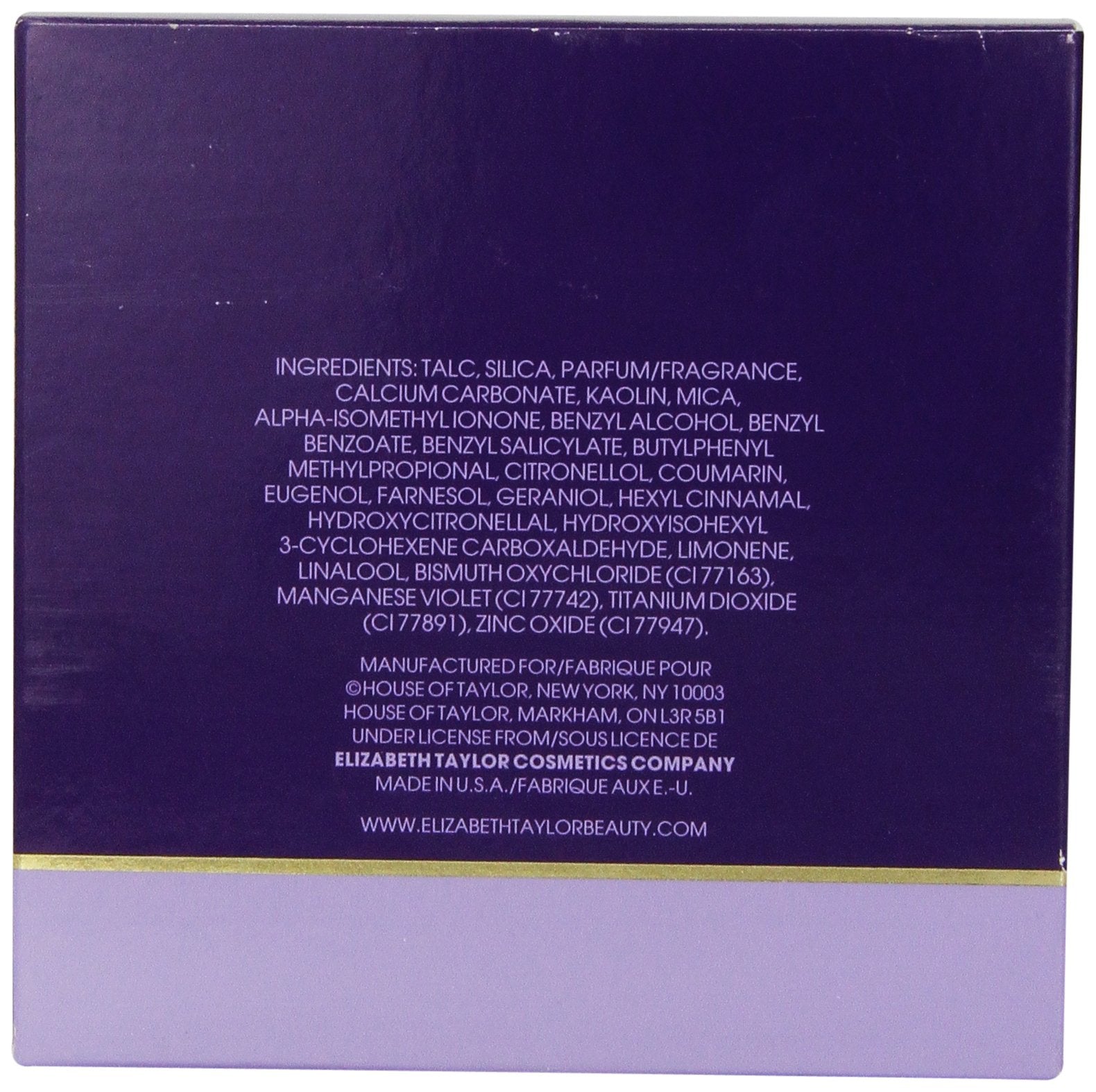 Elizabeth Taylor Passion body powder container showing authentic USA product details