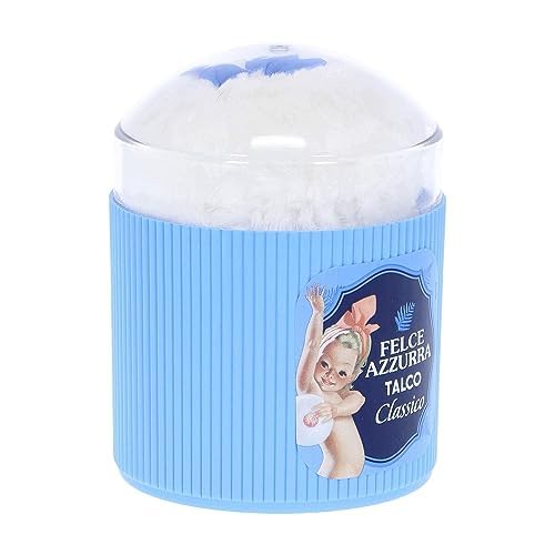 The complete packaging of Felce Azzurra Talco Classico showcasing the authentic imported luxury label.