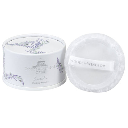 Luxury English heritage lavender body dusting powder set with white puff