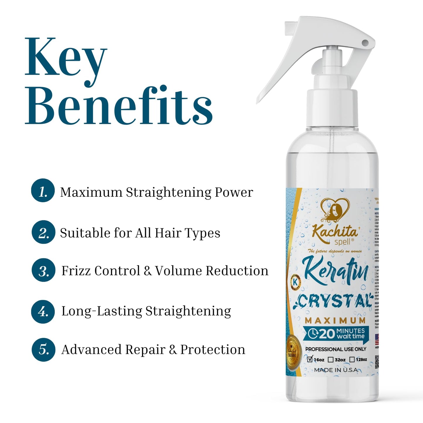 Back label of Kachita Spell Keratin Crystal Maximum showing ingredients