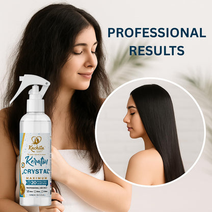 Side profile of Kachita Spell hair straightening spray bottle