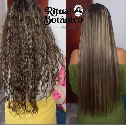 Ritual Botanico Keratina bottle with natural oil icons