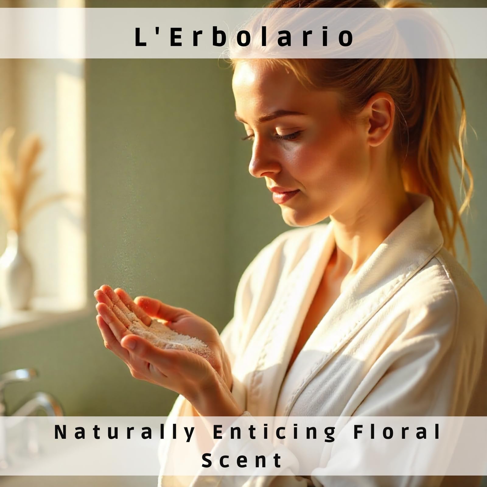 L'Erbolario Rose luxury floral dusting powder container top angle view