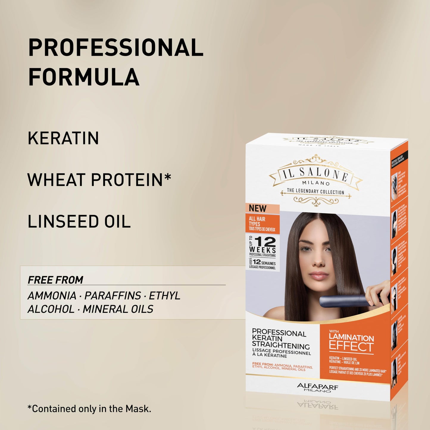 Il Salone Milano keratin kit components for hair straightening