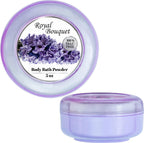 R-NEU talc free dusting powder opened to reveal the included extra large plush powder puff.