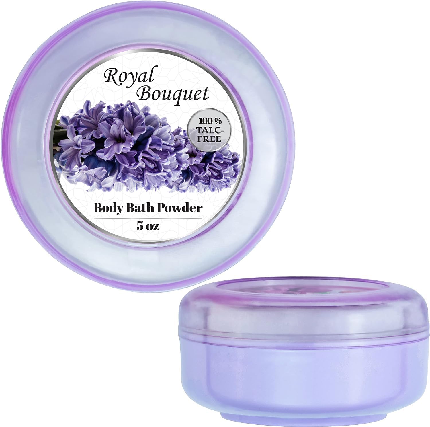 R-NEU talc free dusting powder opened to reveal the included extra large plush powder puff.
