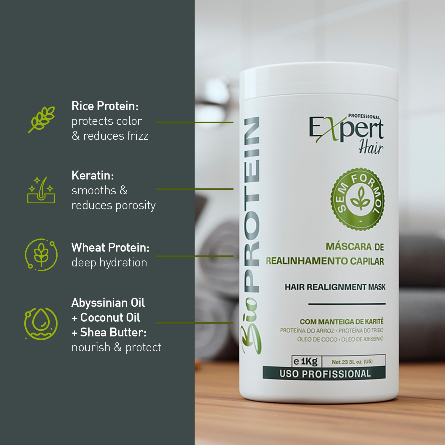 Expert Hair USA anti-frizz treatment product label details