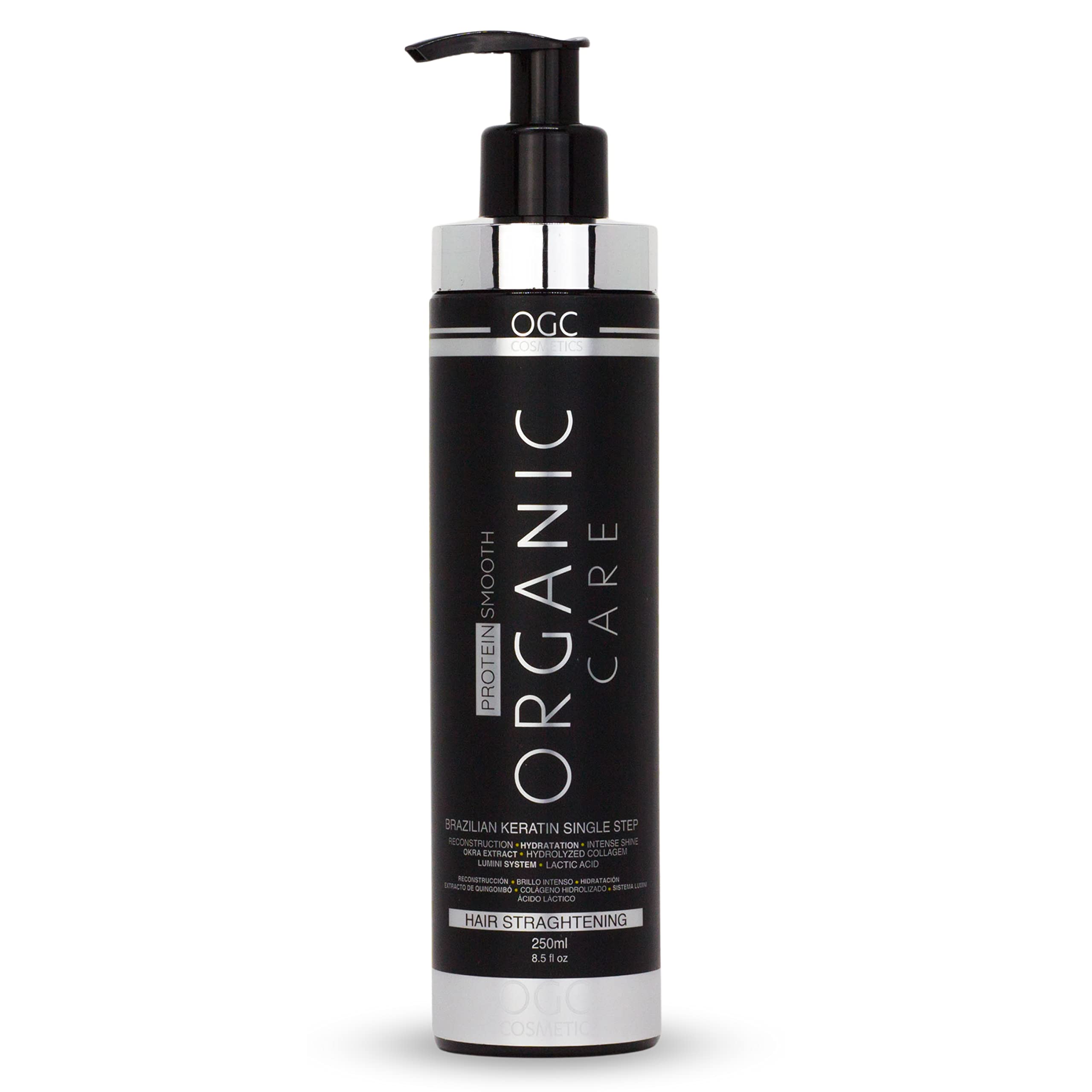 Organic Care keratin hair straightening treatment 250ml bottle packaging