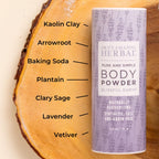 Cornstarch free arrowroot body powder for moisture absorption and odor control