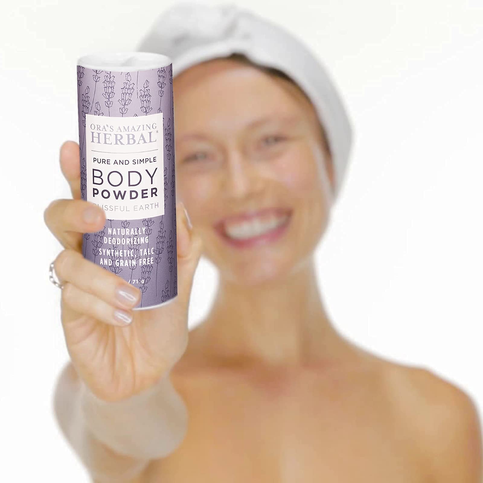 Ora's Amazing Herbal Blissful Earth 2.5 ounce clean beauty dusting powder packaging