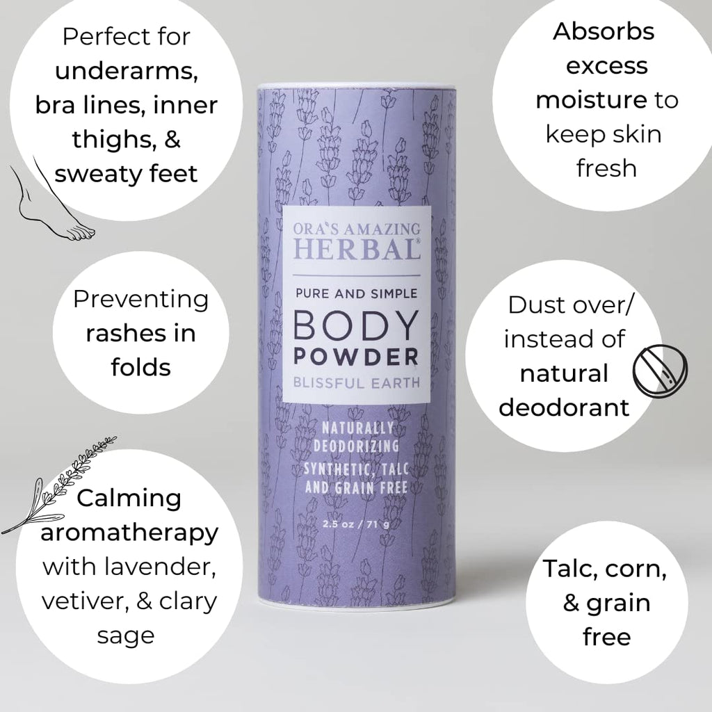 Ora's Amazing Herbal lavender scented premium dusting powder for sensitive skin