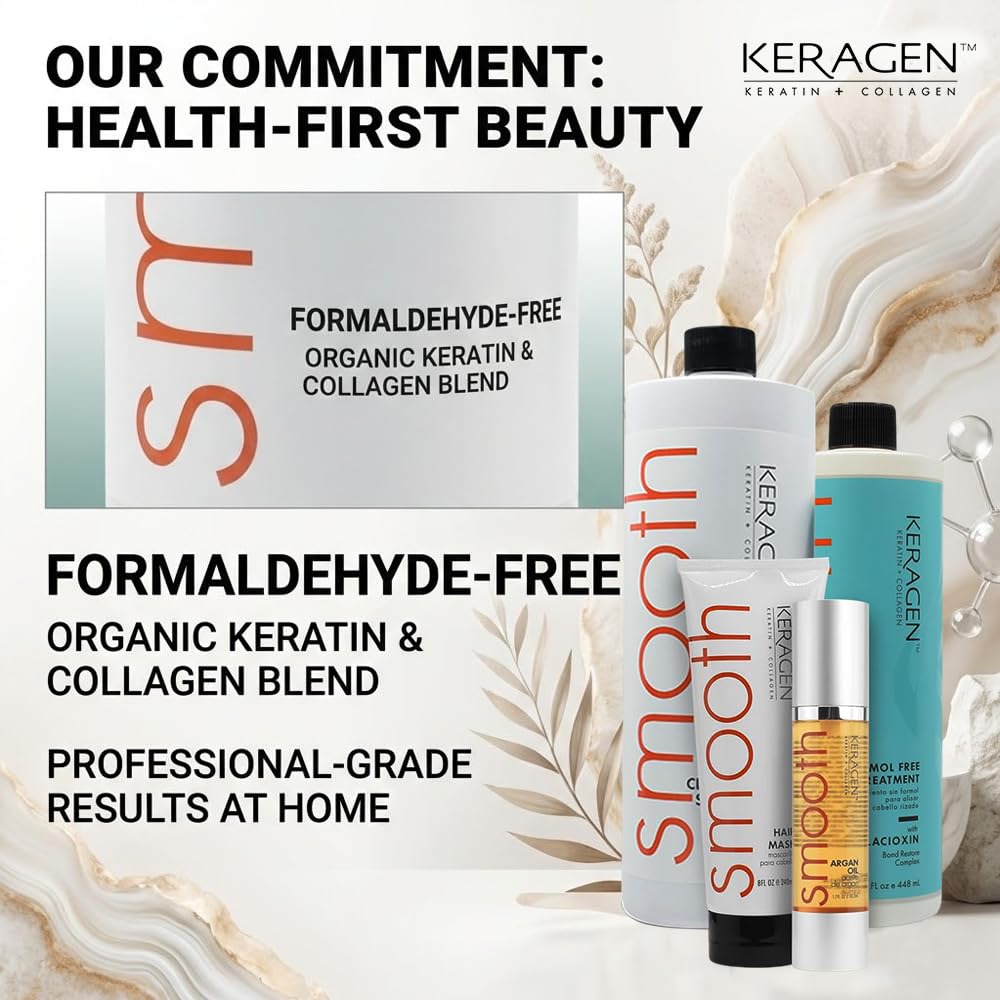 Side profile of Keragen 16 fluid ounce treatment bottle