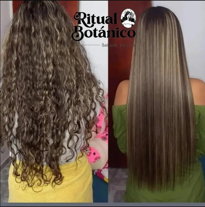 Close up of Ritual Botanico organic keratin packaging showing natural ingredients
