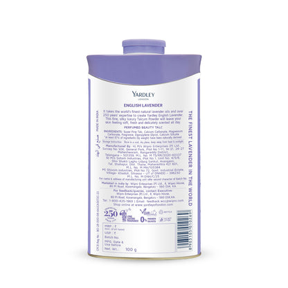 Yardley London English Lavender talcum powder authentic imported packaging closeup